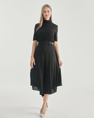 T-shirt en Soie à Col Roulé à Manches Courtes