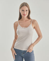 Camisole en Soie Tricotée avec Dentelle