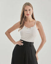 Camisole en Soie Tricotée avec Dentelle