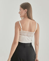 Camisole en Soie Tricotée avec Dentelle