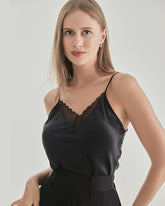 Camisole en Soie à Décolleté en V avec Dentelle