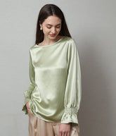 Blouse en Soie à Manches Longues et Volants