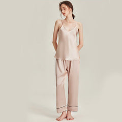 Ensemble de Pyjama en Soie avec Peignoir 3 Pièces