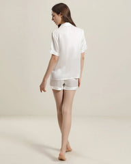 Ensemble Pyjama Court en Soie Boutonné