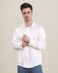 Chemise en Soie à Col Classique Longue pour Homme