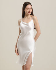 Robe Midi en Soie Dos Nu avec Décolleté Col Bénitier