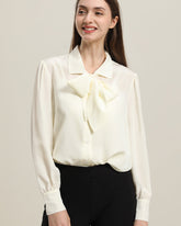 Blouse en Soie Pure avec Nœud Papillon pour Femme