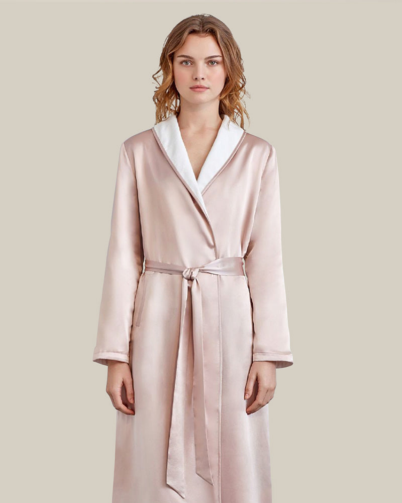 Robe Réversible en Soie et Velours pour l'Hiver Pink