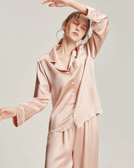 Ensemble de pyjama en soie lavable pour femmes Pink