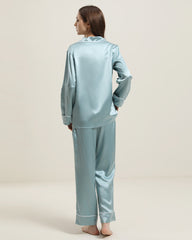 Ensemble de pyjama en soie classique 22Momme Haze Blue