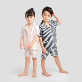 Ensemble de Pyjama à Rayures Courtes pour Enfants en Soie