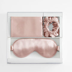 Ensemble de Voyage en Soie 3 Pièces avec Chouchous, Taie d'Oreiller et Masque de Sommeil