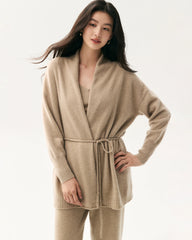 Cardigan en 100 % cachemire à col châle et ceinture