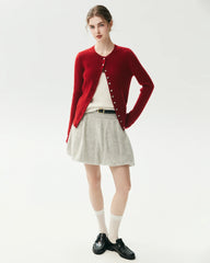 Cardigan en 100 % cachemire à maille torsadée avec boutons cœur