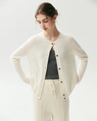 Cardigan classique en 100 % cachemire à col rond
