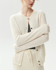 Cardigan classique en 100 % cachemire à col rond