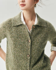 Cardigan en 100 % cachemire à col avec motif moucheté