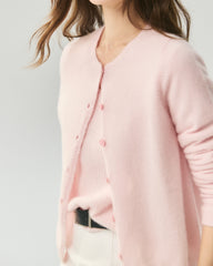 Cardigan en 100 % cachemire à col rond et fermeture boutonnée