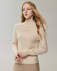 Pull en 100 % cachemire à col cheminée