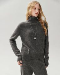 Pull ample en 100 % cachemire à col roulé