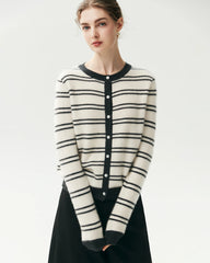 Cardigan rayé en 100 % cachemire