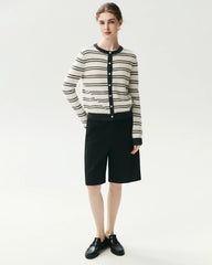 Cardigan rayé en 100 % cachemire