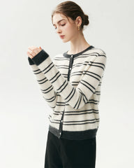 Cardigan rayé en 100 % cachemire