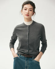 Cardigan boutonné en 100 % laine mérinos