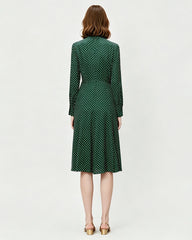 Robe midi en soie 16 mommes à pois avec col lavallière