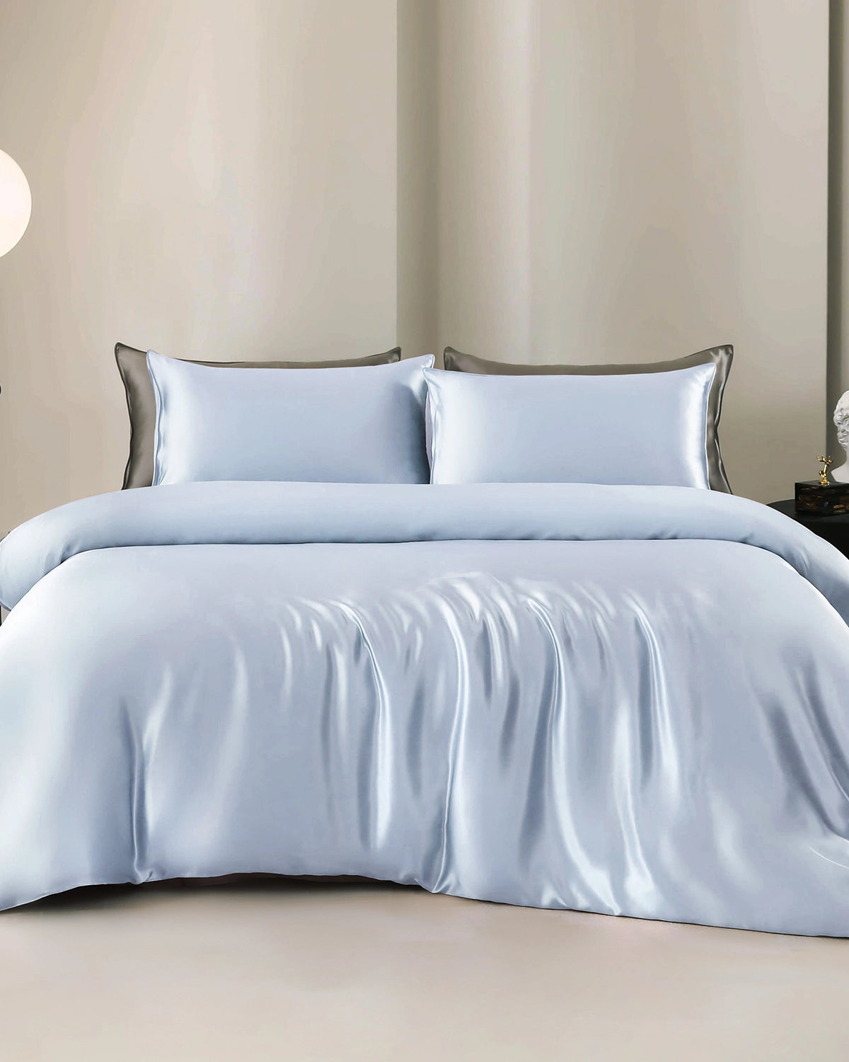 Set de Housse de Couette et Drap Plat en Soie 19 Momme 4 Pièces