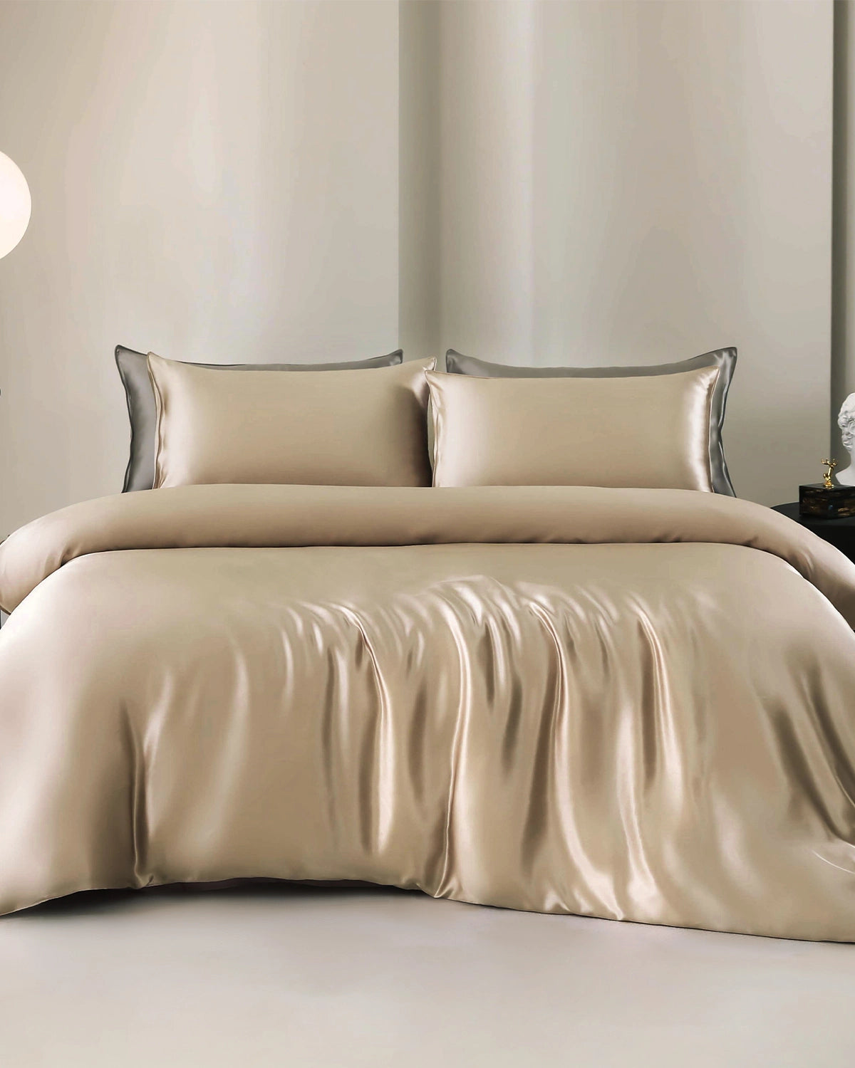 Set de Housse de Couette et Drap Plat en Soie 19 Momme 4 Pièces