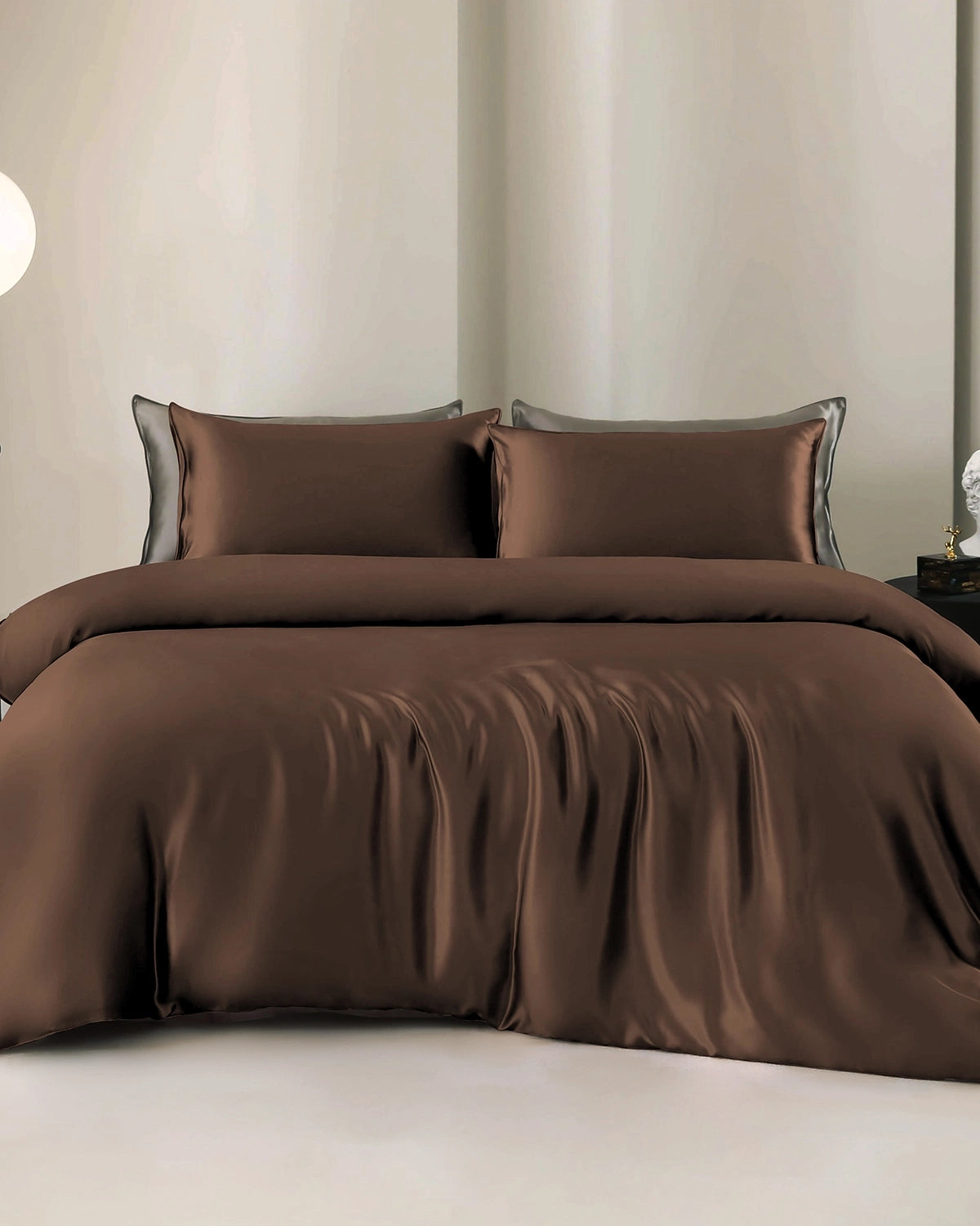 Set de Housse de Couette et Drap Plat en Soie 19 Momme 4 Pièces