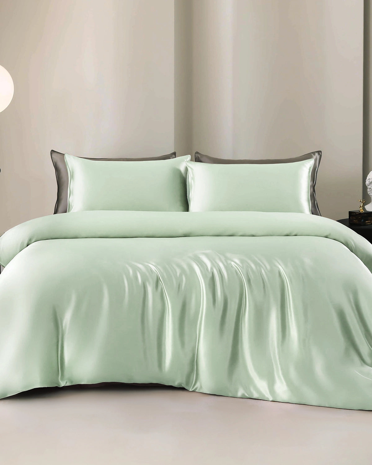 Set de Housse de Couette et Drap Plat en Soie 19 Momme 4 Pièces