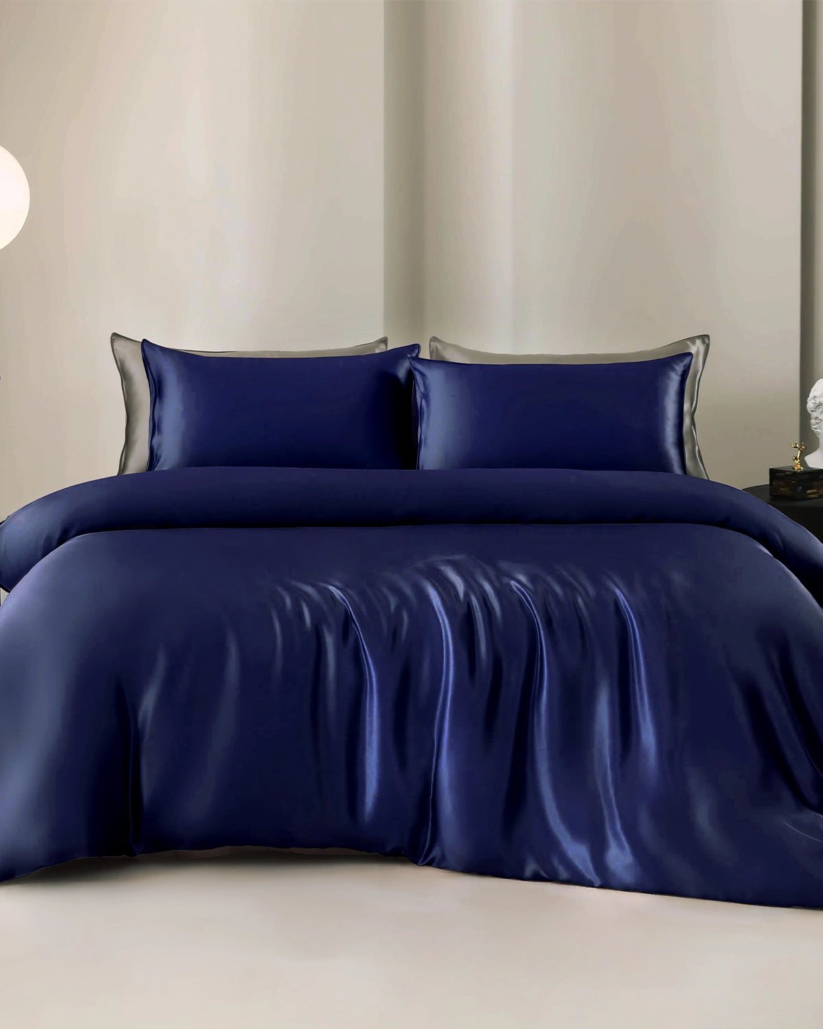 Set de Housse de Couette et Drap Plat en Soie 19 Momme 4 Pièces