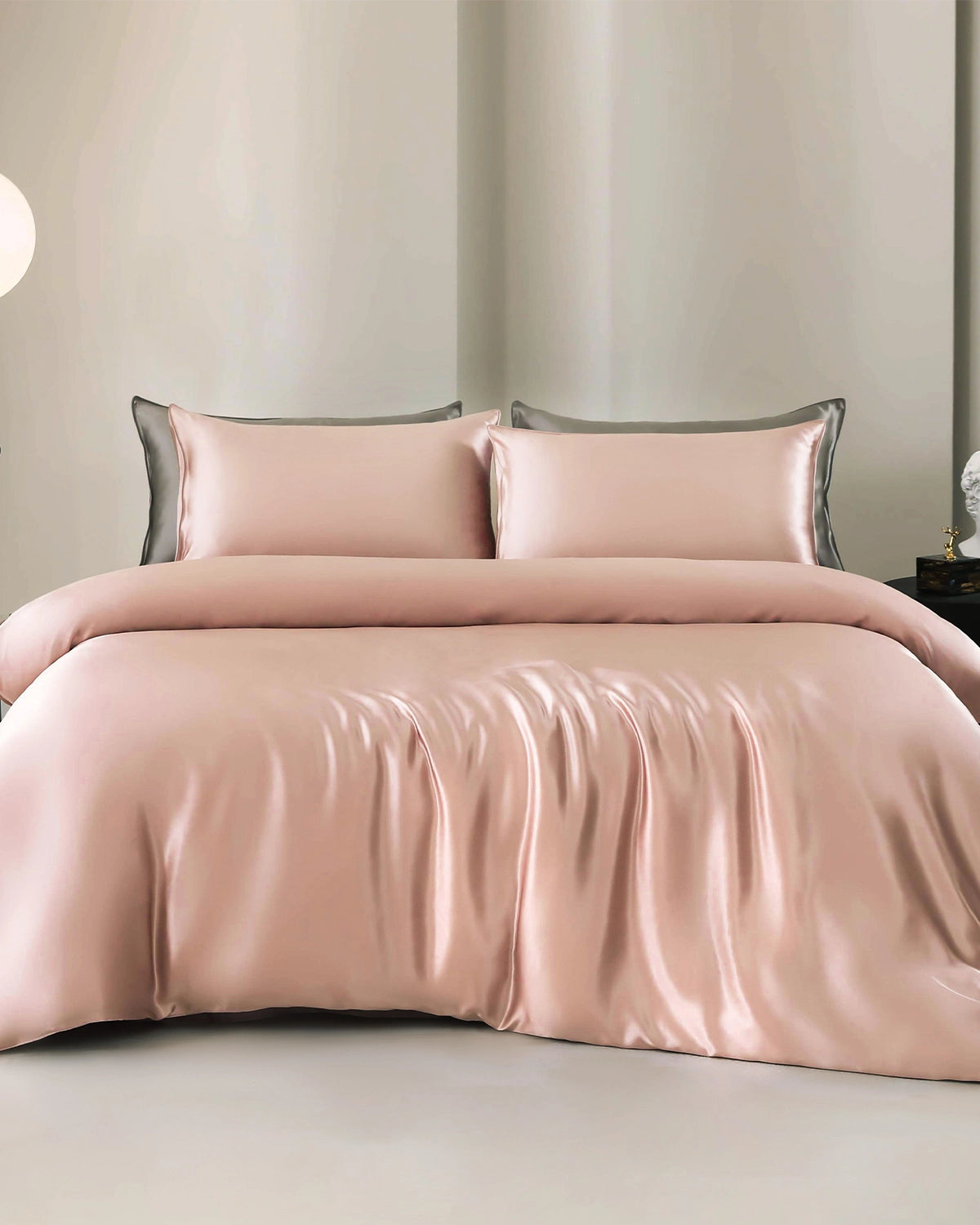 Set de Housse de Couette et Drap Plat en Soie 19 Momme 4 Pièces