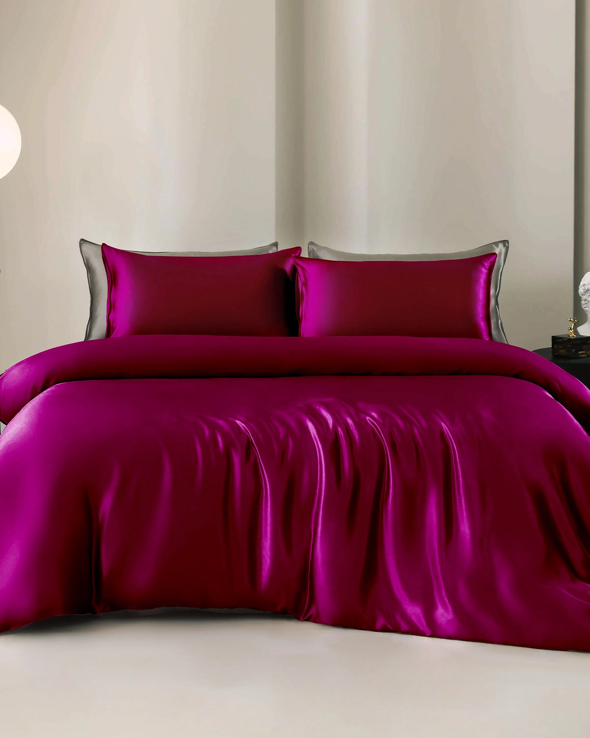 Set de Housse de Couette et Drap Plat en Soie 19 Momme 4 Pièces