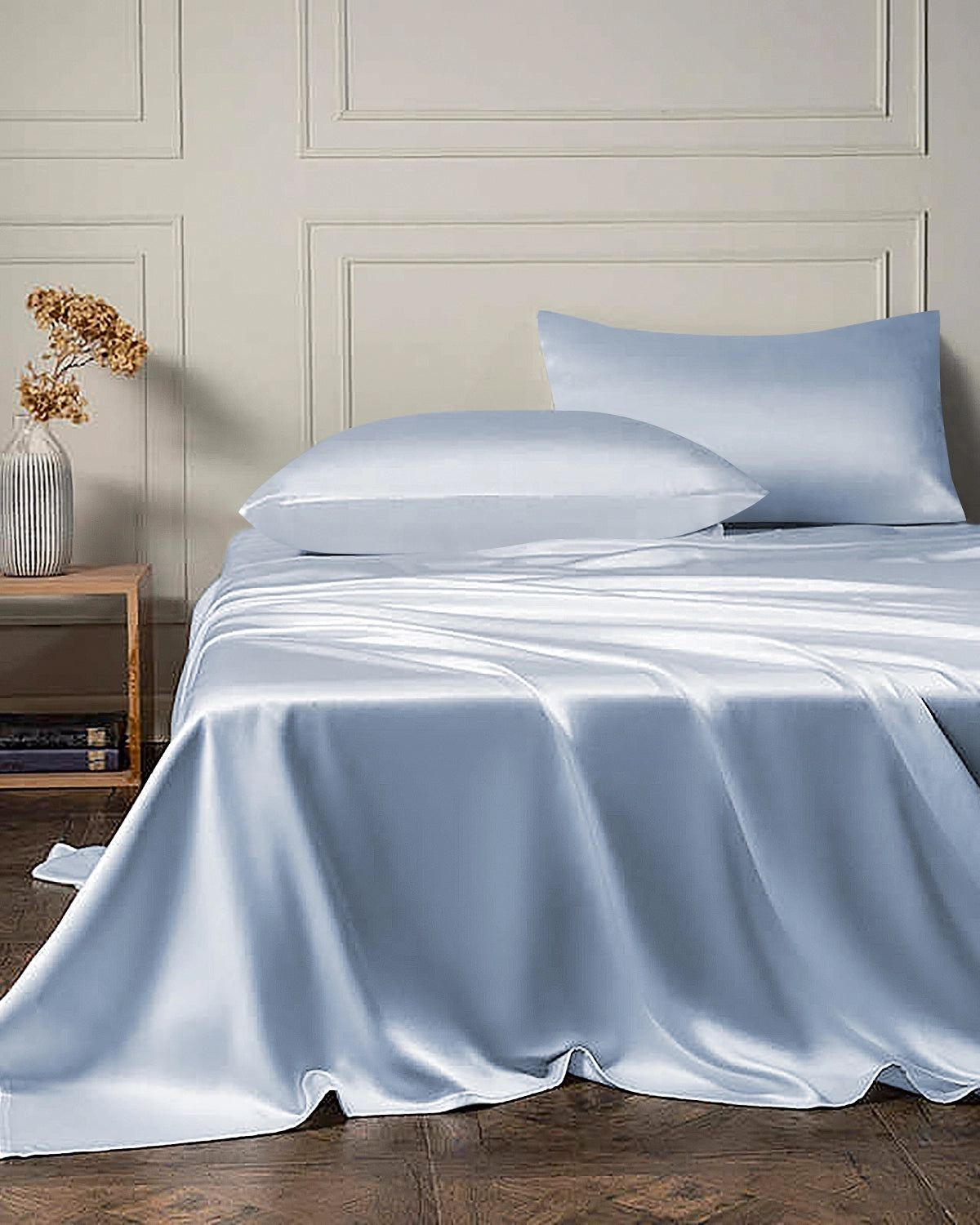 Ensemble de Draps en Soie 19 Momme 4 Pièces avec Drap Plat et Drap Housse