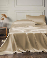 Ensemble de Draps en Soie 19 Momme 4 Pièces avec Drap Plat et Drap Housse