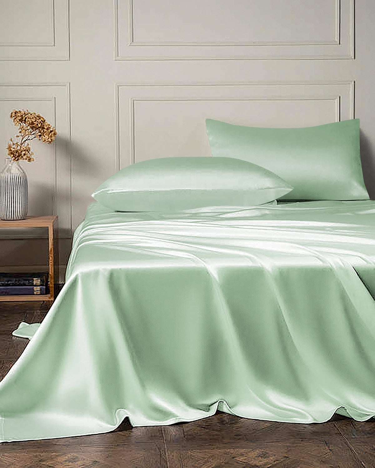 Ensemble de Draps en Soie 19 Momme 4 Pièces avec Drap Plat et Drap Housse