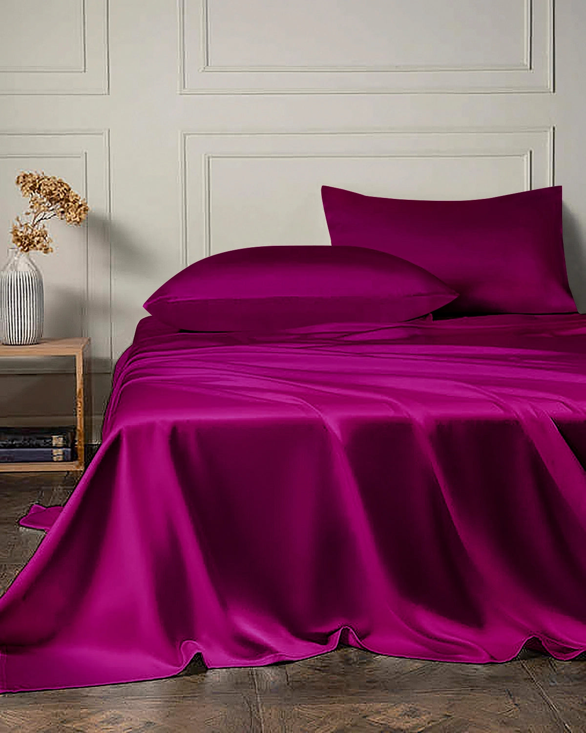 Ensemble de Draps en Soie 19 Momme 4 Pièces avec Drap Plat et Drap Housse