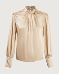 Blouse en soie 19 momme avec détail de rose fait main