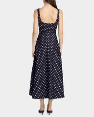 Robe midi en soie 19 mommes coupe trapèze à motif pois