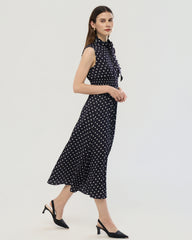 Robe midi en soie 19 mommes à pois avec col montant