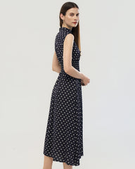 Robe midi en soie 19 mommes à pois avec col montant