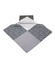 Mouchoir de Poche en Soie Imprimée et Patchwork Gris Foncé