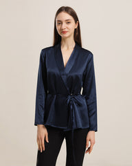 Chemise en Soie à Manches Longues avec Ceinture