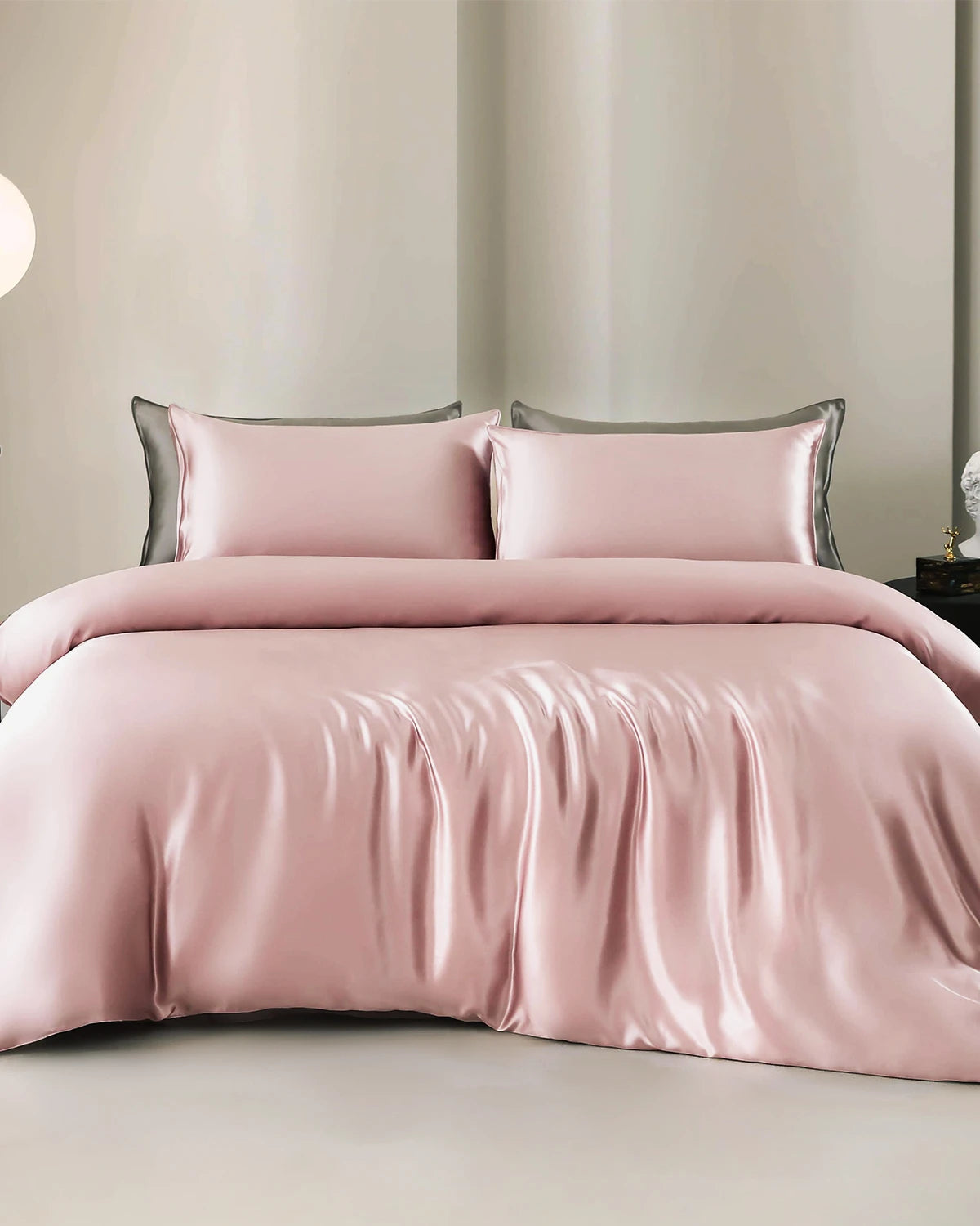 Set de Housse de Couette et Drap Plat en Soie 22 Momme 4 Pièces