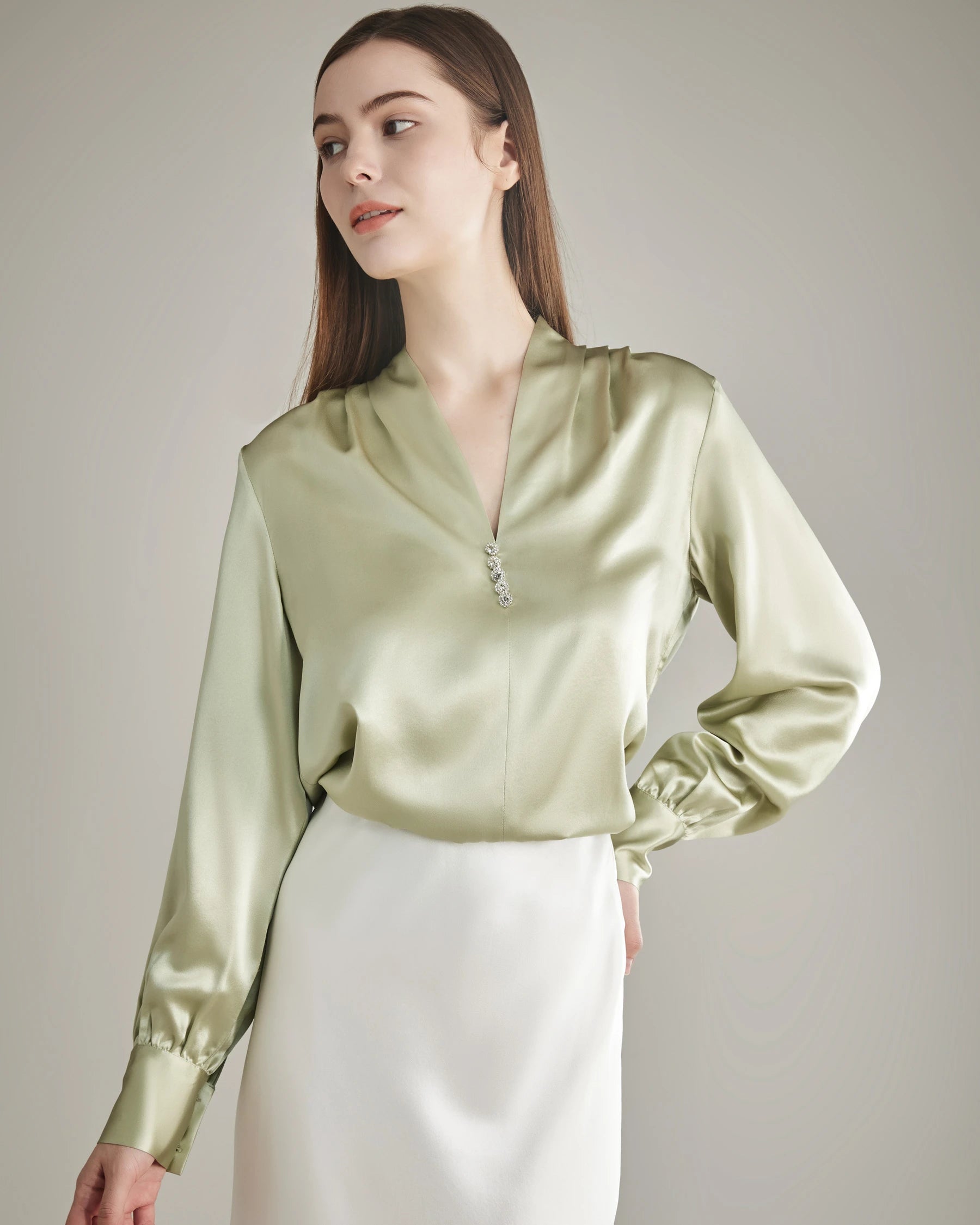 Chemisier en Soie 100 % Avocado Green
