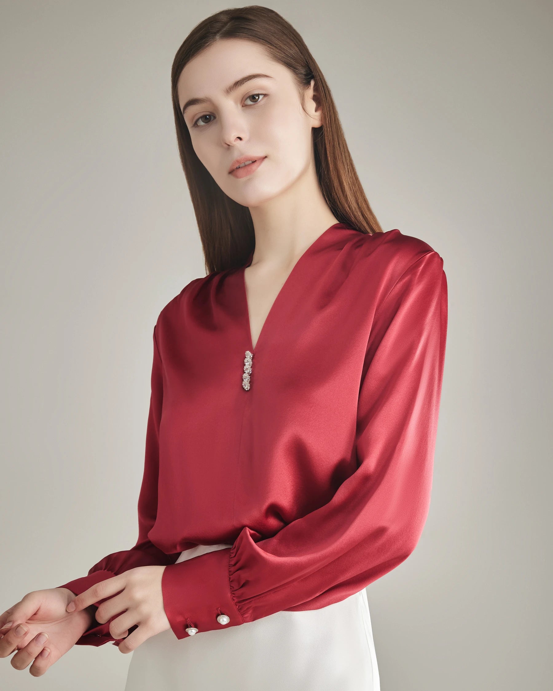 Chemisier en Soie 100 % Burgundy