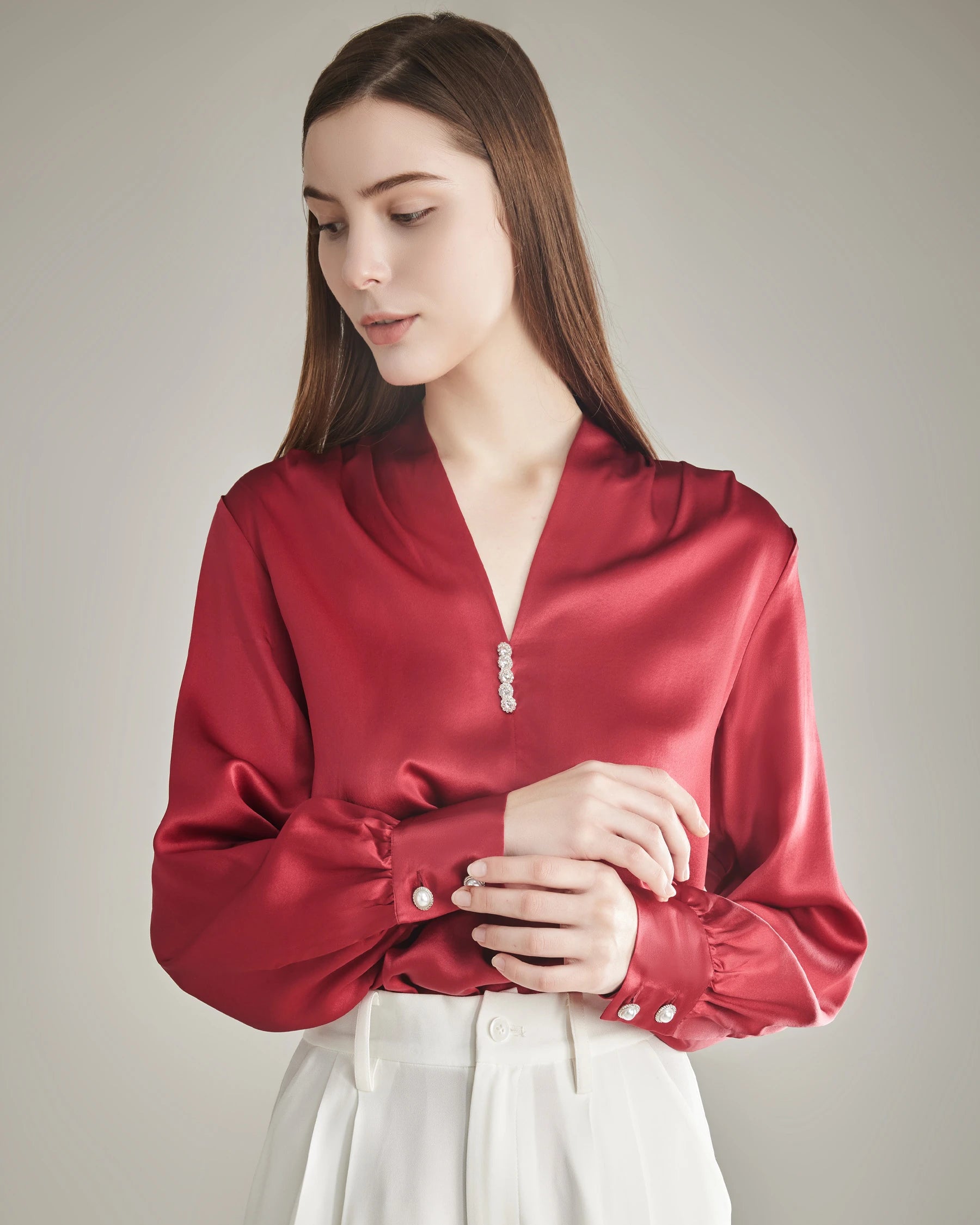Chemisier en Soie 100 % Burgundy